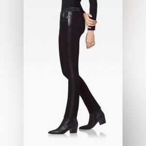 ✨Sleek and Classy✨Mid Rise Straight Ecru Faux Leather Moto Jeans 28 / 6